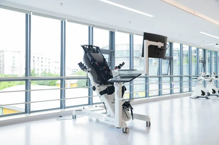 Lower limb feedback training system in a rehabilitation hall